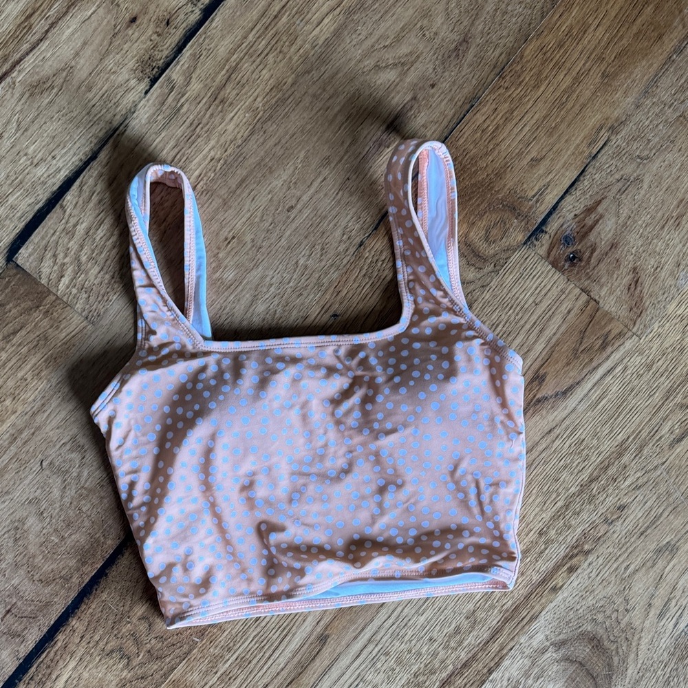 Peach Polka Dot Bikini Top - Women's Swim Crop